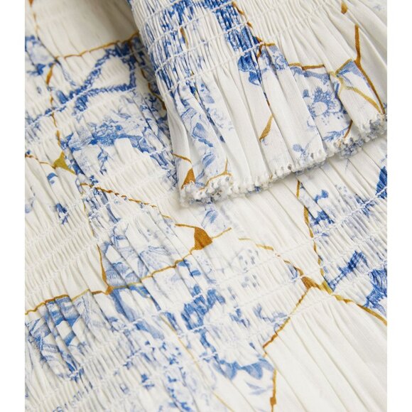 All Saints Blue and White Off-Shoulder Blouse - Picture 3 of 16